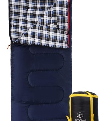 REDCAMP Cotton Flannel Sleeping Bag for Camping Backpacking, Adults Cold Weather Envelope Sleeping Bags with 2/3/4/6lbs Filling