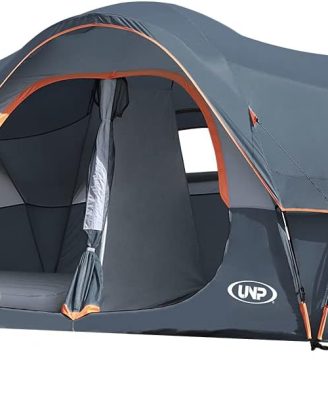 UNP Camping Tent 10-Person-Family Tents, Parties, Music Festival Tent, Big, Easy Up, 5 Large Mesh Windows, Double Layer, 2 Room, Waterproof, Weather Resistant, 18ft x 9ft x78in