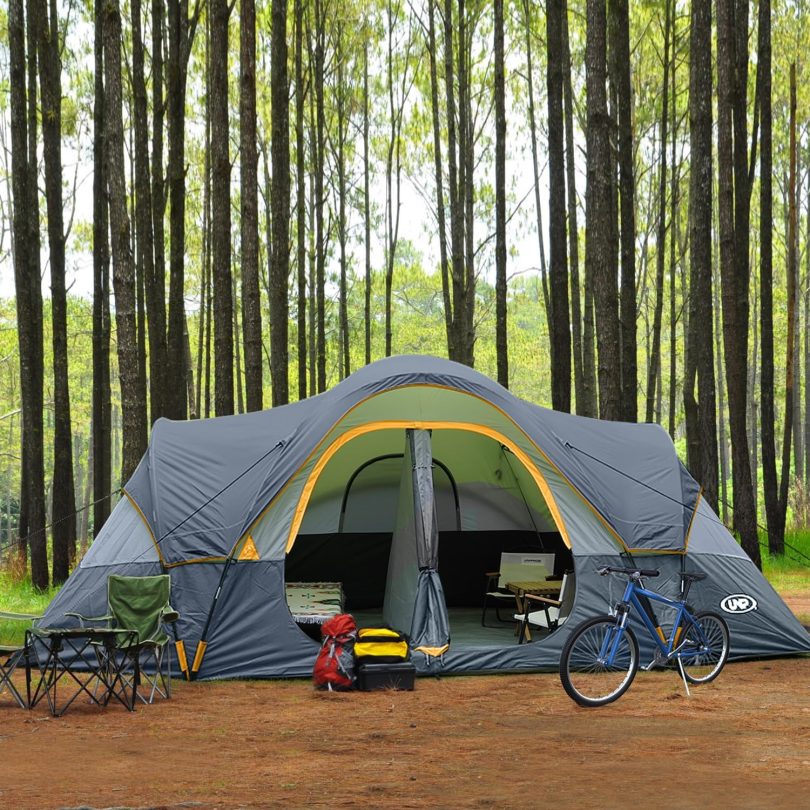 UNP Camping Tent 10-Person-Family Tents, Parties, Music Festival Tent, Big, Easy Up, 5 Large Mesh Windows, Double Layer, 2 Room, Waterproof, Weather Resistant, 18ft x 9ft x78in - Image 3