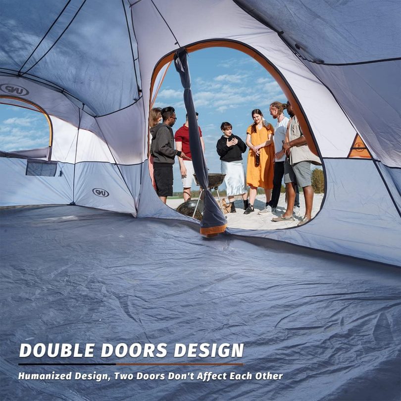 UNP Camping Tent 10-Person-Family Tents, Parties, Music Festival Tent, Big, Easy Up, 5 Large Mesh Windows, Double Layer, 2 Room, Waterproof, Weather Resistant, 18ft x 9ft x78in - Image 5