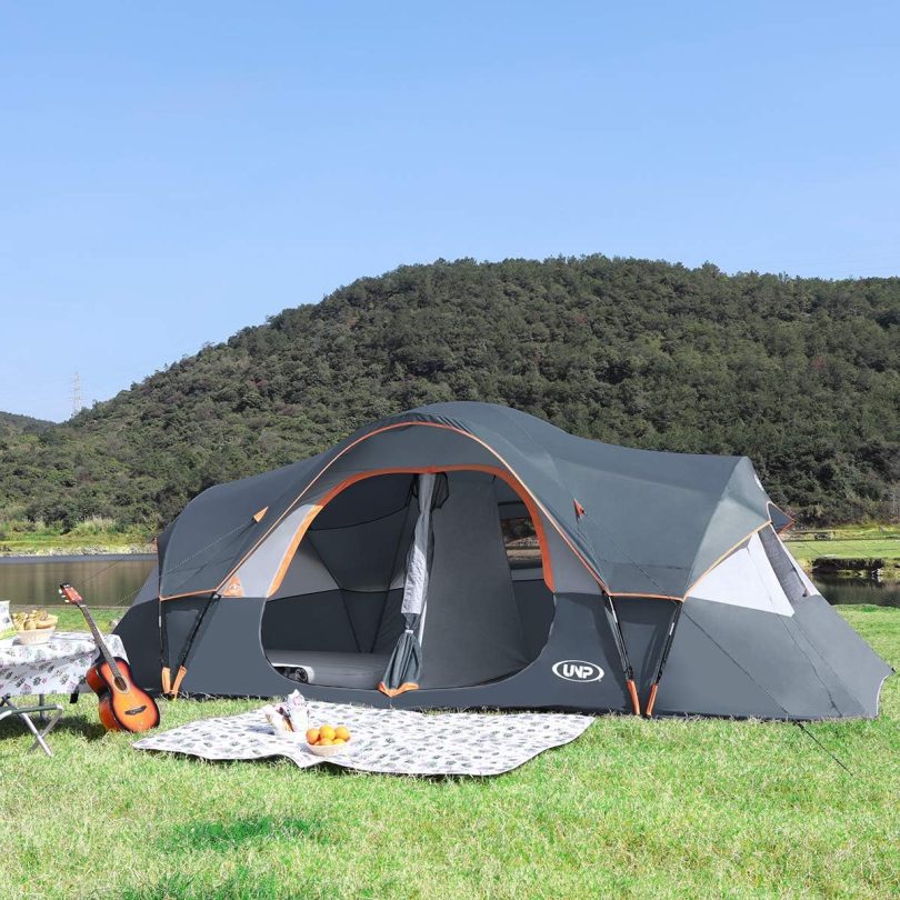 UNP Camping Tent 10-Person-Family Tents, Parties, Music Festival Tent, Big, Easy Up, 5 Large Mesh Windows, Double Layer, 2 Room, Waterproof, Weather Resistant, 18ft x 9ft x78in - Image 7